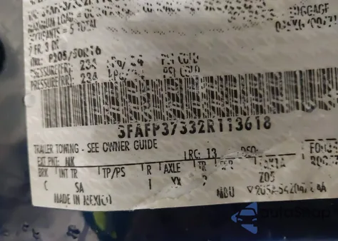 2002 Ford Focus Zx5 из США, поврежденный, VIN 3FAFP37332R113618